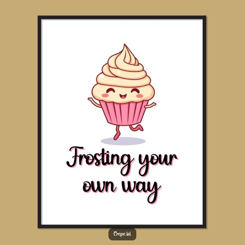 Free Printable Wall Art: Funny Hopping Cupcake, Humorous Downloadable Art Gift!