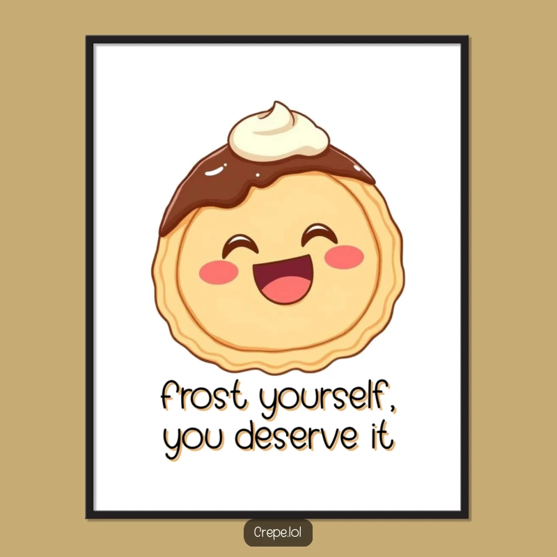 Funny Free Printable Wall Art: Giggling Chocolate Crepe with Frosting Decor