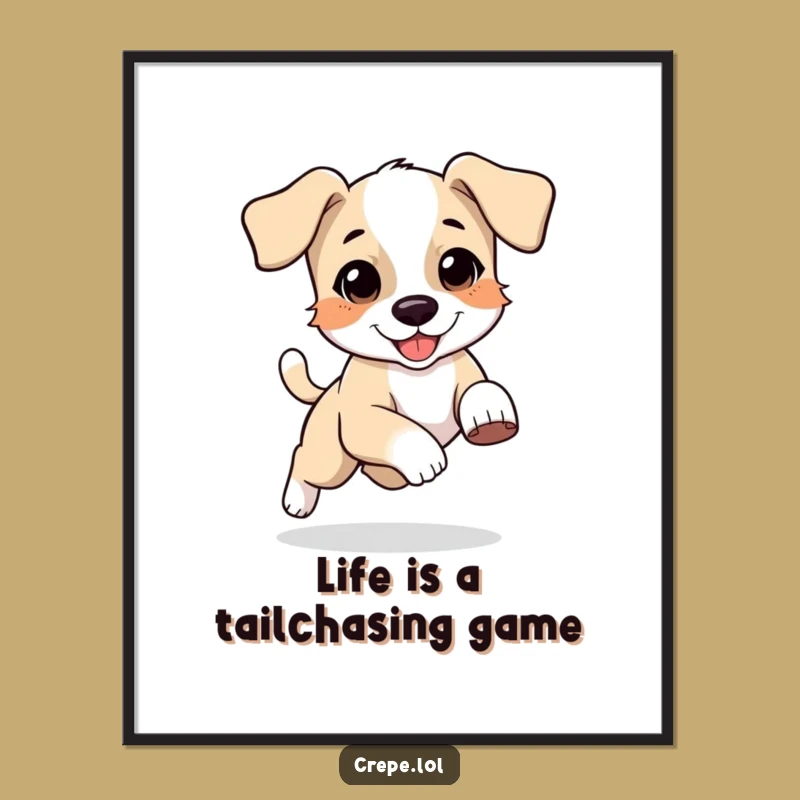 Funny Free Printable Wall Art: Puppy Tail Chase, Quirky Decor Downloadable Art
