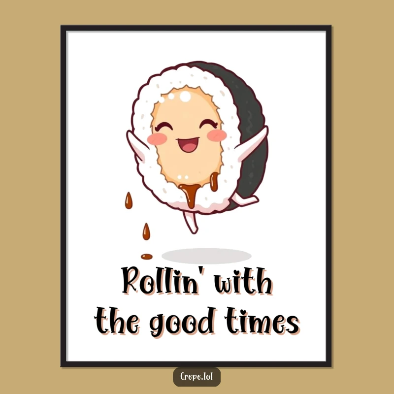 Free Printable Sushi Art: Cartwheeling Roll Downloadable Wall Decor!