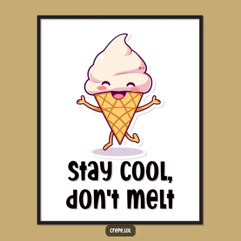 Free Printable Ice Cream Wall Art: Funny Dancing Cone Downloadable Art for a Cool Space!