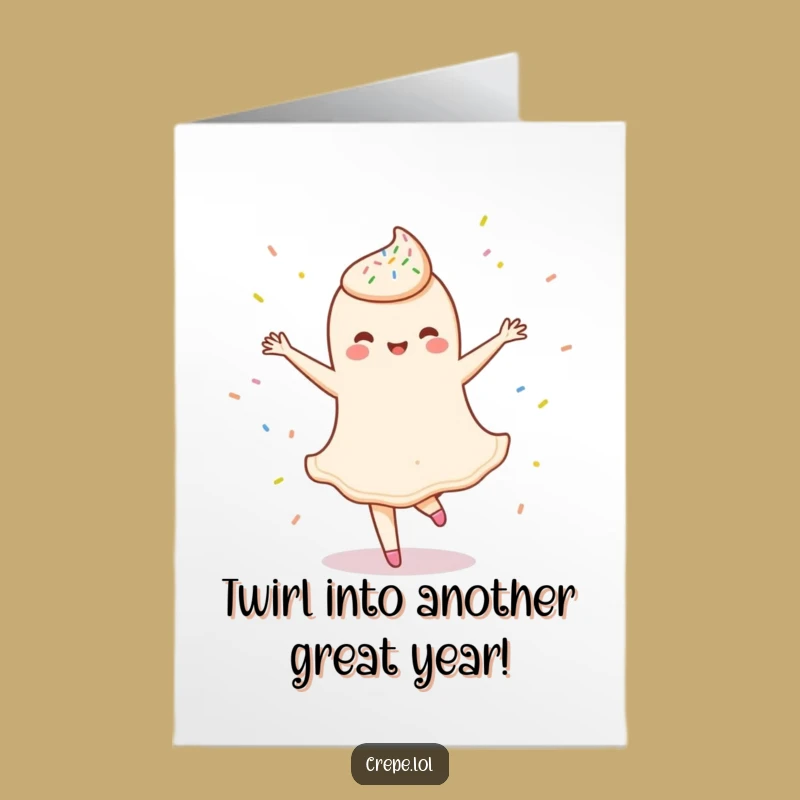 Free Printable Birthday Card: Twirling Crepe, Elegant & Funny Downloadable Greeting