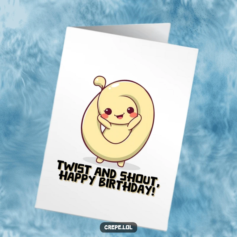 Funny Free Printable Birthday Card: A silly pretzel contorts into a bendy pose, celebrating a fun and flexible birthday.