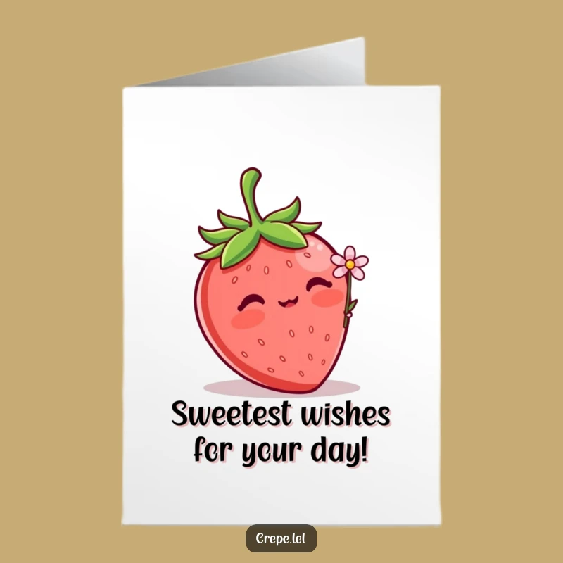 Free Printable Strawberry Birthday Card: Shy Flower Gift Printable Downloadable Greeting!