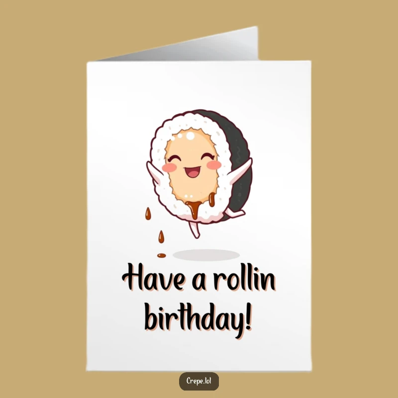 Free Printable Sushi Birthday Card: Cartwheeling Roll Downloadable Fun!
