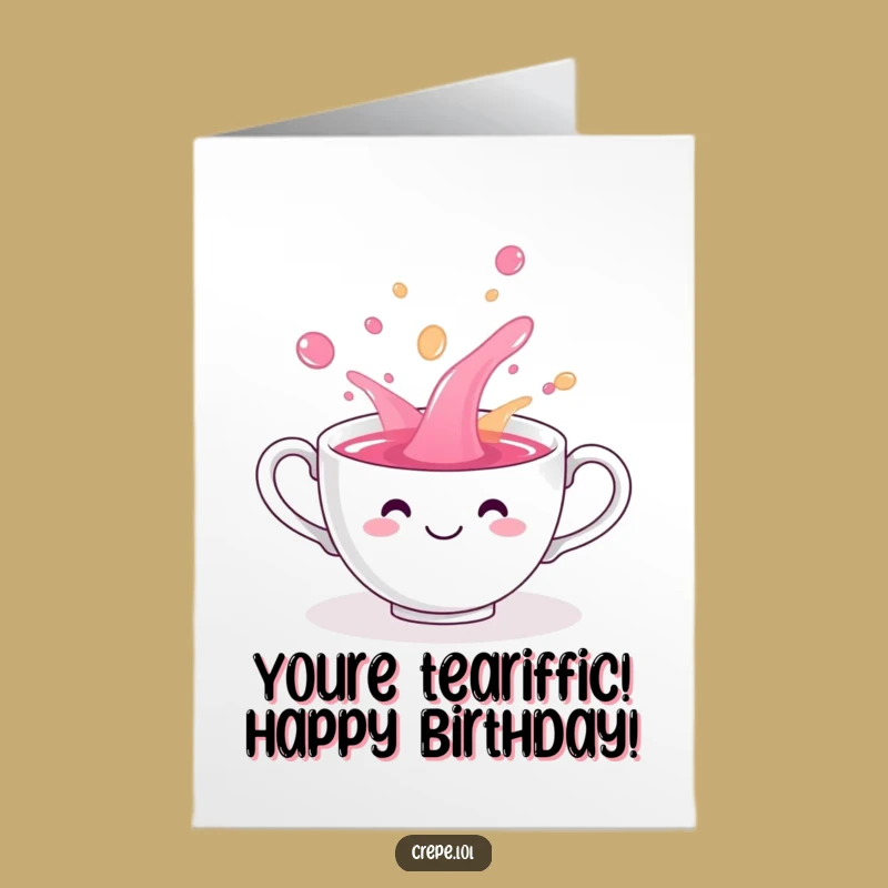Free Printable Teacup Spill Birthday Card - Fun Downloadable Gift for Playful Celebrations