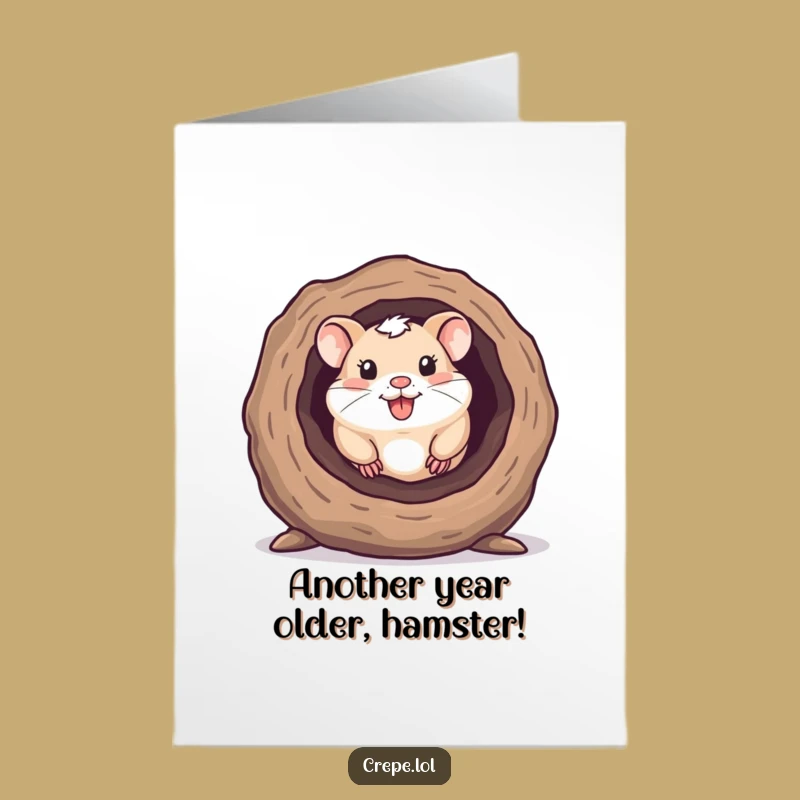Funny Free Printable Birthday Card: Hamster in Log, Cute Downloadable Gift!