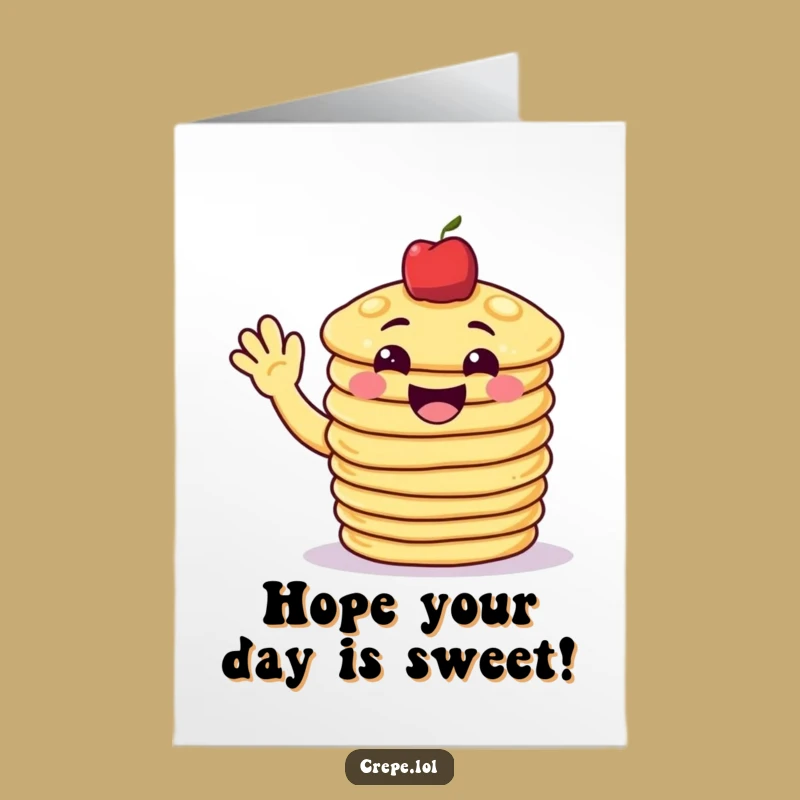 Funny Free Printable Birthday Card: Waving Pancake Stack - Downloadable Gift