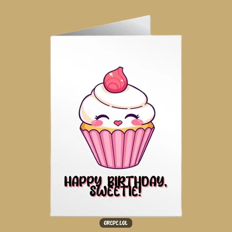 Free Printable Birthday Card: Kissing Cupcake Sweetness Downloadable Gift