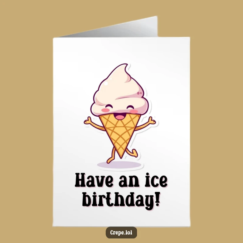 Free Printable Ice Cream Birthday Card: Funny Dancing Cone Printable Downloadable Greeting!