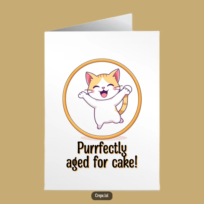 Funny Free Printable Birthday Card: Cat Jumps Hoop, Hilarious Downloadable Gift!