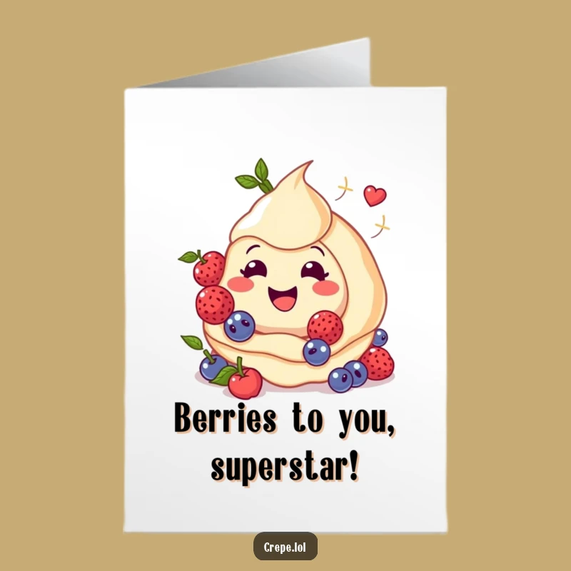 Free Printable Funny Congrats Card Smiley Crepe with Berries, Sweet Downloadable Achievement Greeting