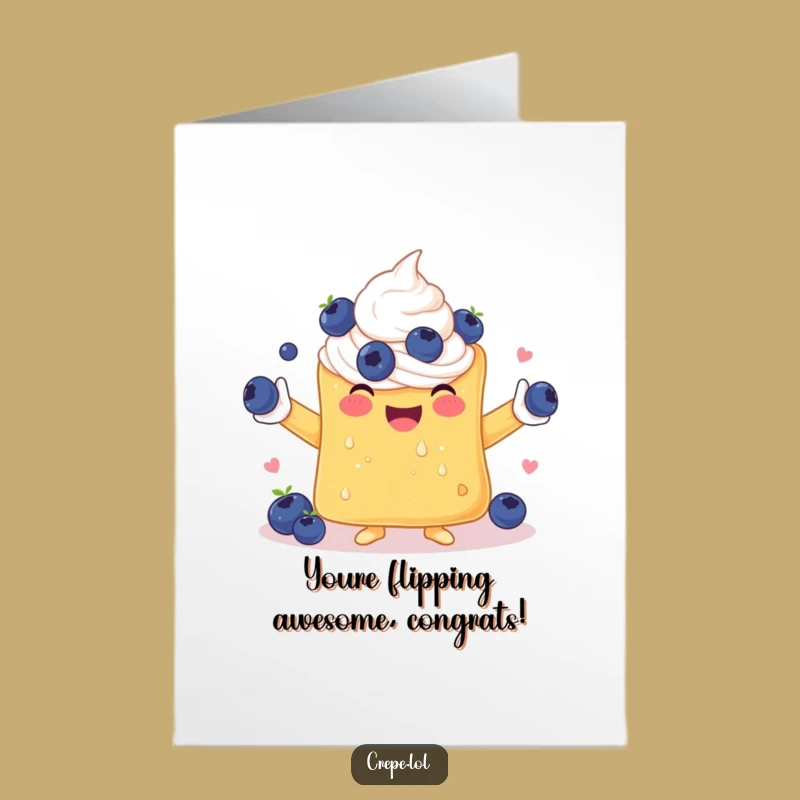 Free Printable Congrats Card: Juggling Crepe Success Funny DIY Downloadable Gift