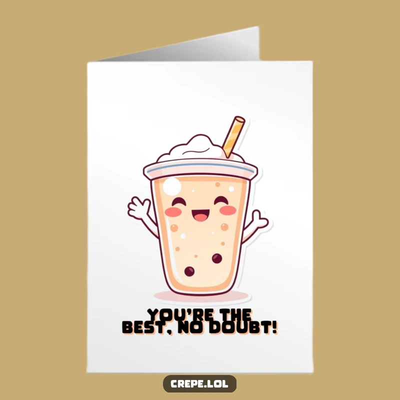 Free Printable Congrats Card: Waving Bubble Tea, Hilarious Achievement Downloadable Gift!