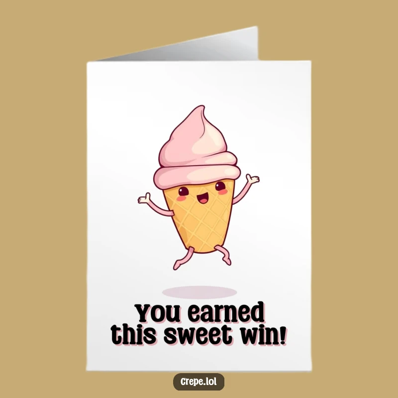 Free Printable Dancing Ice Cream Congratulations Card - Humorous Downloadable Gift for Sweet Victories