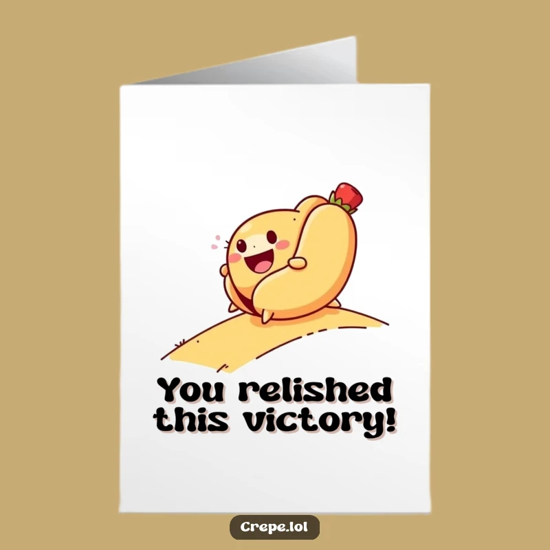 Free Printable Funny Hot Dog Rolling Congrats Card - Joyful Downloadable Celebration