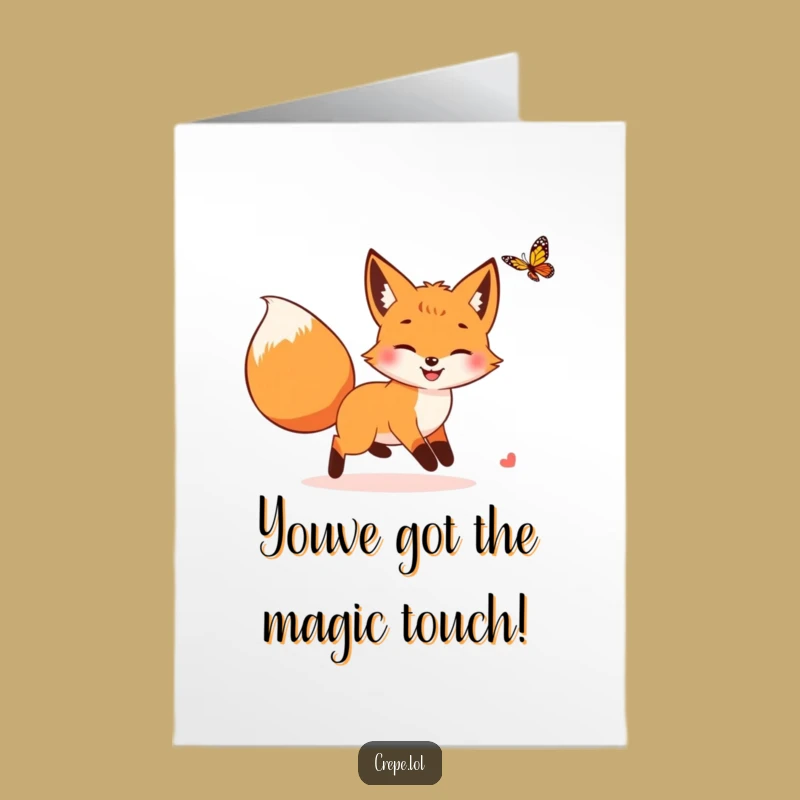 Free Printable Congrats Card: Fox's Playful Pursuit - Funny Downloadable Joy!