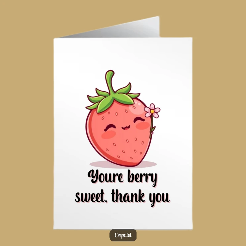 Free Printable Strawberry Thank You Card: Shy Flower Gift to Show Thanks!
