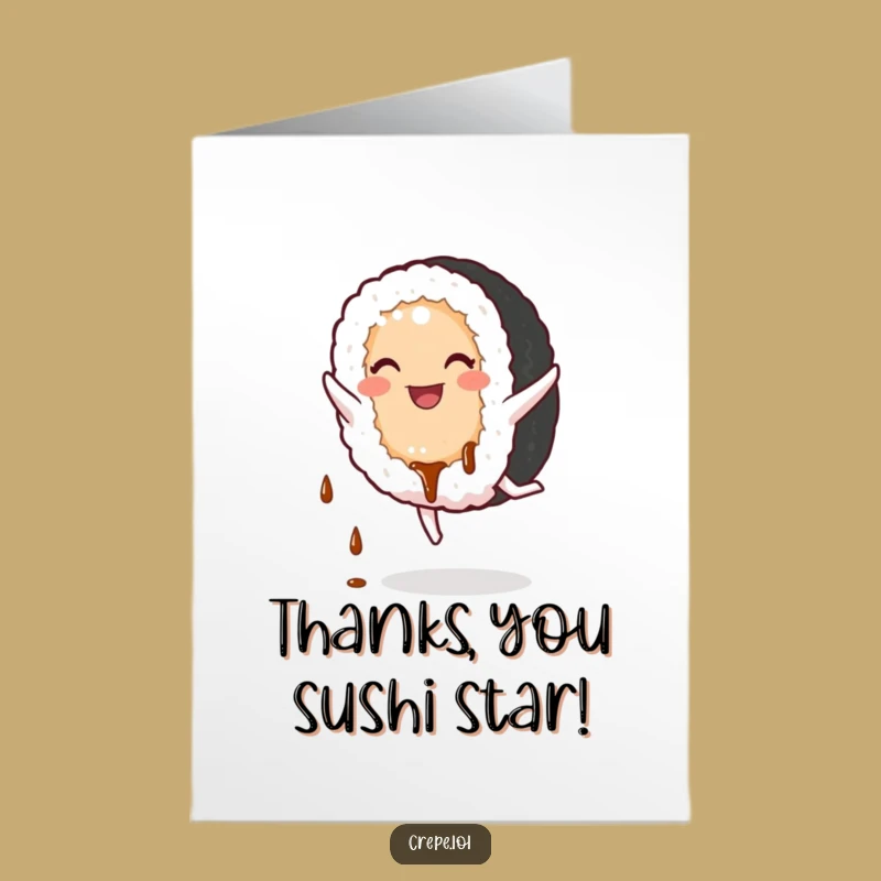 Free Printable Sushi Thank You Card: Cartwheeling Roll Downloadable Gratitude!