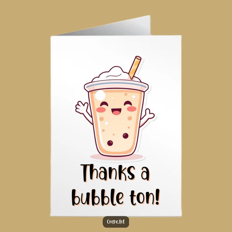 Free Printable Thank You Card: Waving Bubble Tea, Grateful Humorous Downloadable Gift!