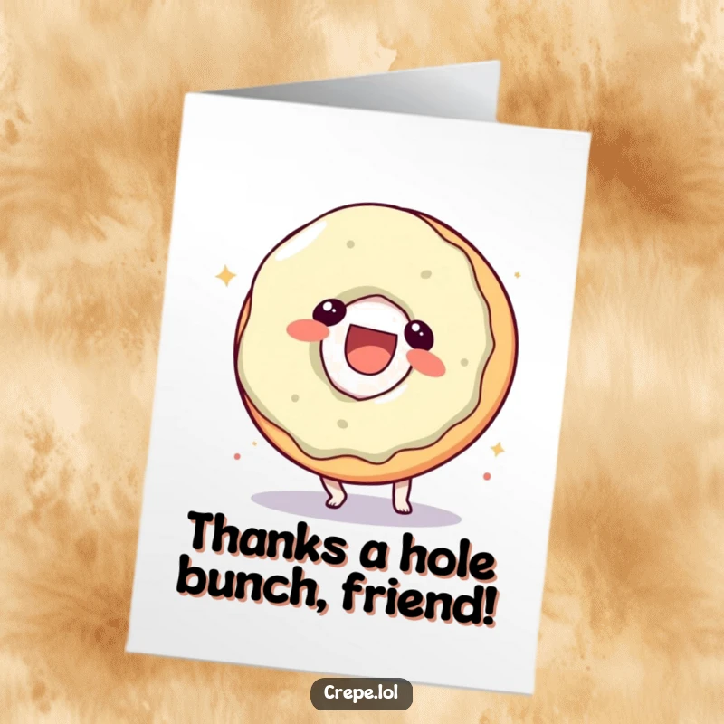 Funny Free Printable Thank You Card: A laughing donut character in mid-somersault, conveying thanks with a sweet and playful gesture.