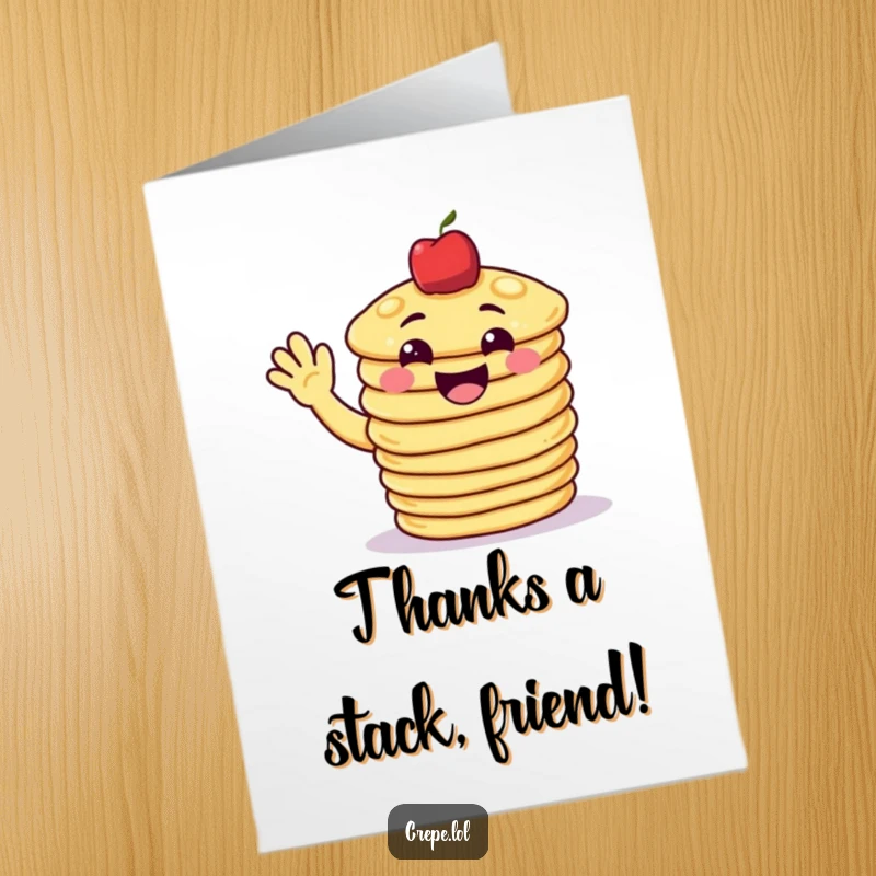 Funny Free Printable Thank You Card: A grinning pancake stack waves hello. Sweet, downloadable gratitude for any occasion.