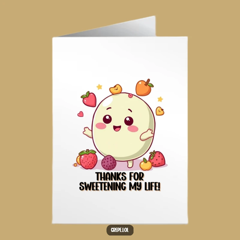 Free Printable Thank You Card: Macaron Juggling Fruit, Funny Downloadable Gift