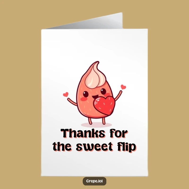 Free Printable Crepe Thank You Card: Strawberry Heart Flip Funny Downloadable