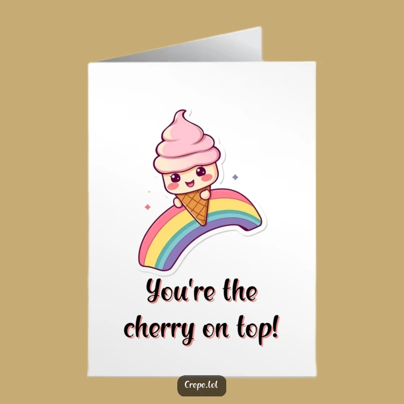Free Printable Thank You Card: Ice Cream Cone Rainbow Slide, Funny Downloadable Gift