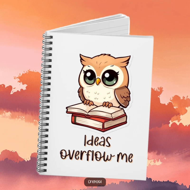 Funny notebook with an amazed owl on a book cover, great for jotting notes and sparking creativity.