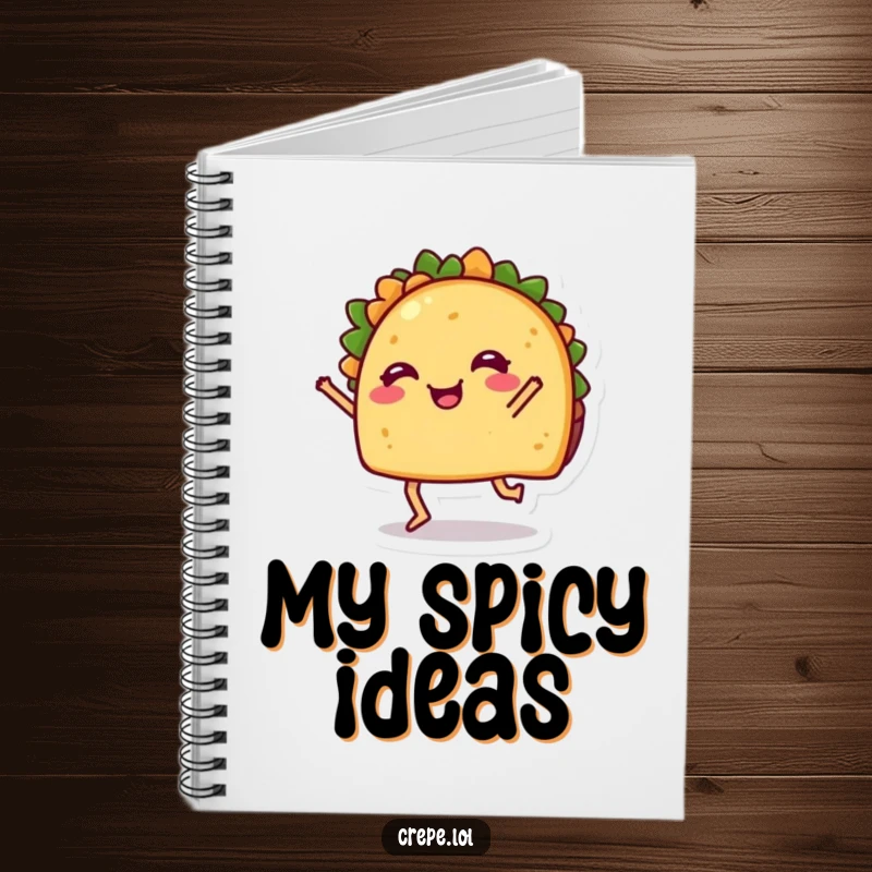 Funny Notebook: A cheerful taco with legs dancing, perfect for jotting down notes and culinary inspiration.