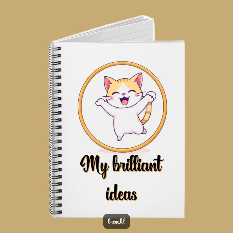 Funny Cat Jumping Hoop Notebook, Capture Your Thoughts with Feline Flair