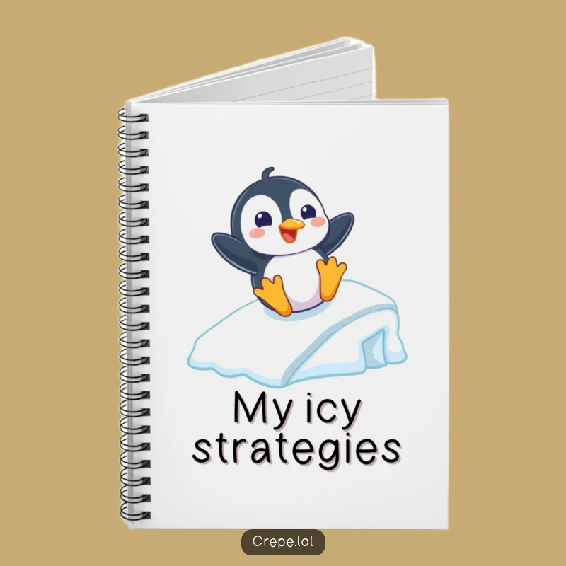 Funny Penguin Sliding Ramp Notebook, Jot Down Ideas with Arctic Flair