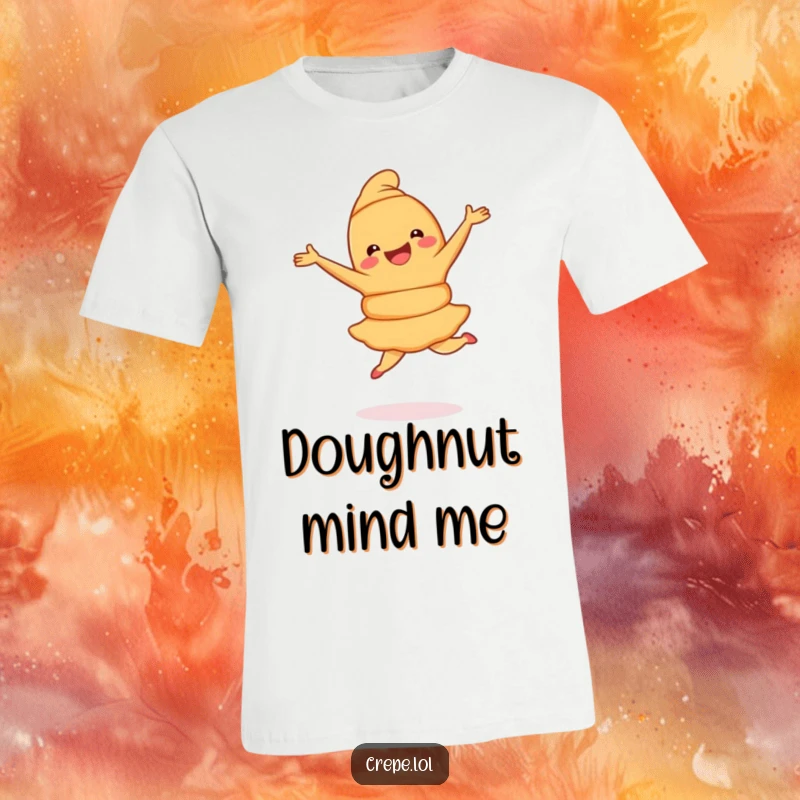 Funny Croissant Pirouette T-Shirt depicting a joyful croissant elegantly spinning in a pirouette, celebrating pastry perfection.