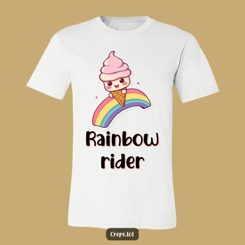Funny Ice Cream T-Shirt: Rainbow Sliding Cone Tee, Great Funny Gift!