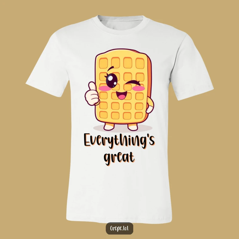 Funny Winking Waffle T-Shirt - Thumbs Up Breakfast Graphic Tee