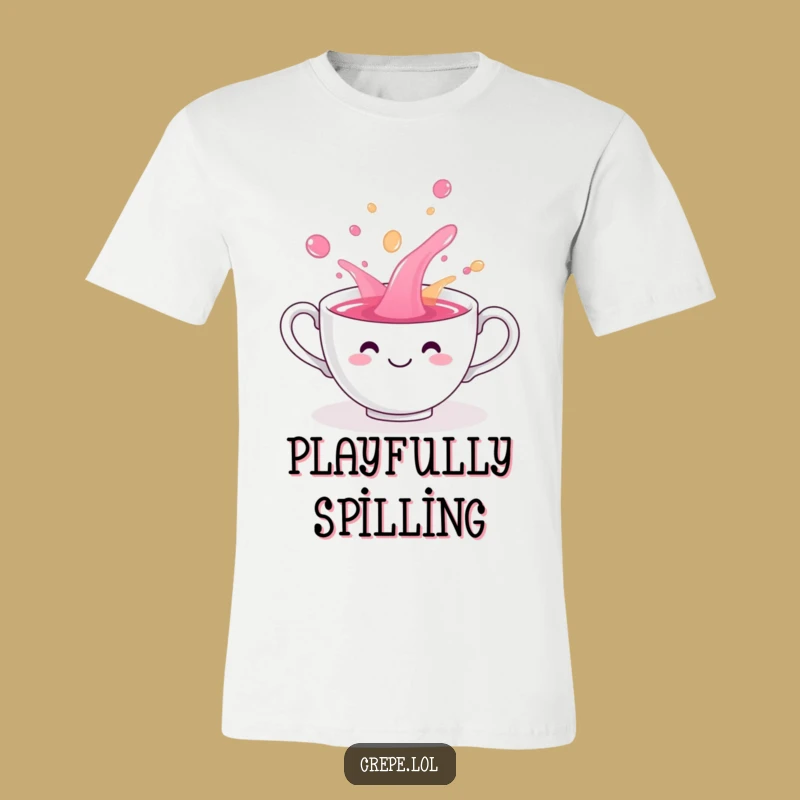 Funny Teacup Spill T-Shirt: Playful Hilarious Drink Lover Gift
