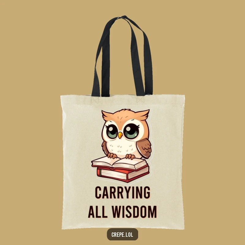 Funny Amazed Owl Tote Bag, Spacious Book Lover Carryall, Hilarious Gift Accessory