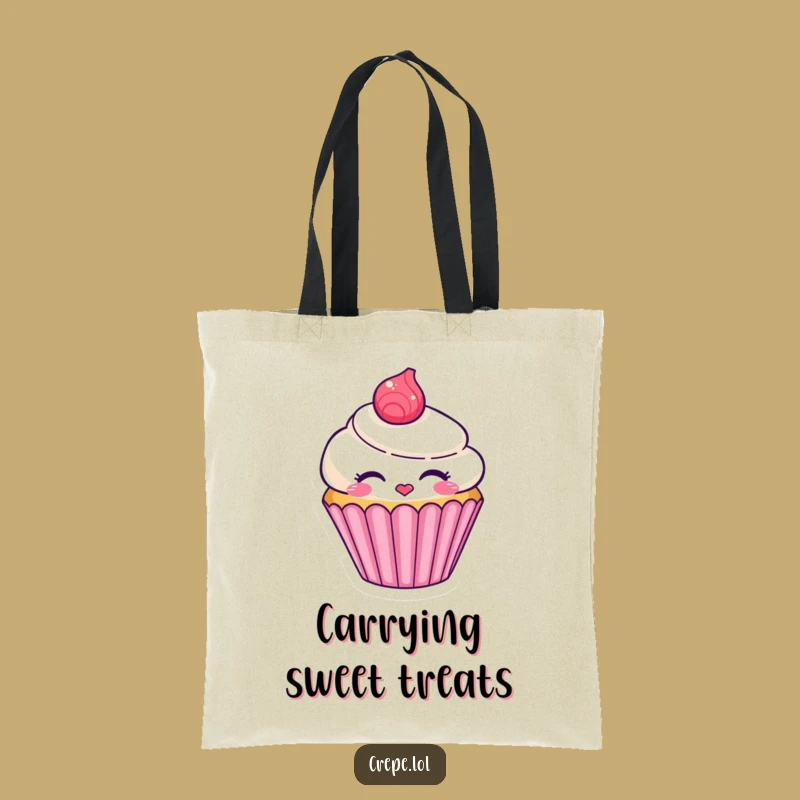 Funny Cupcake Kiss Tote Bag - Sweet Character Carryall
