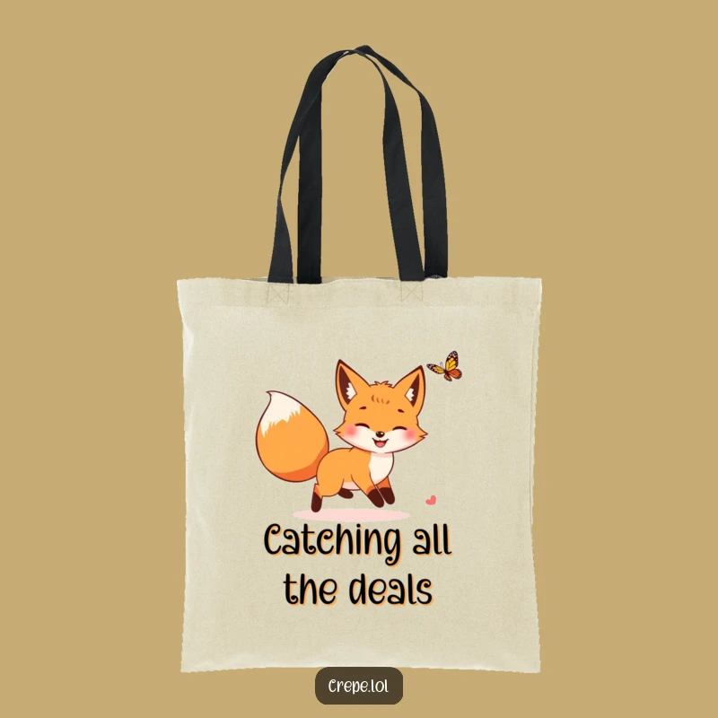 Funny Fox Butterfly Chase Tote Bag: Hilarious Woodland Carry-All