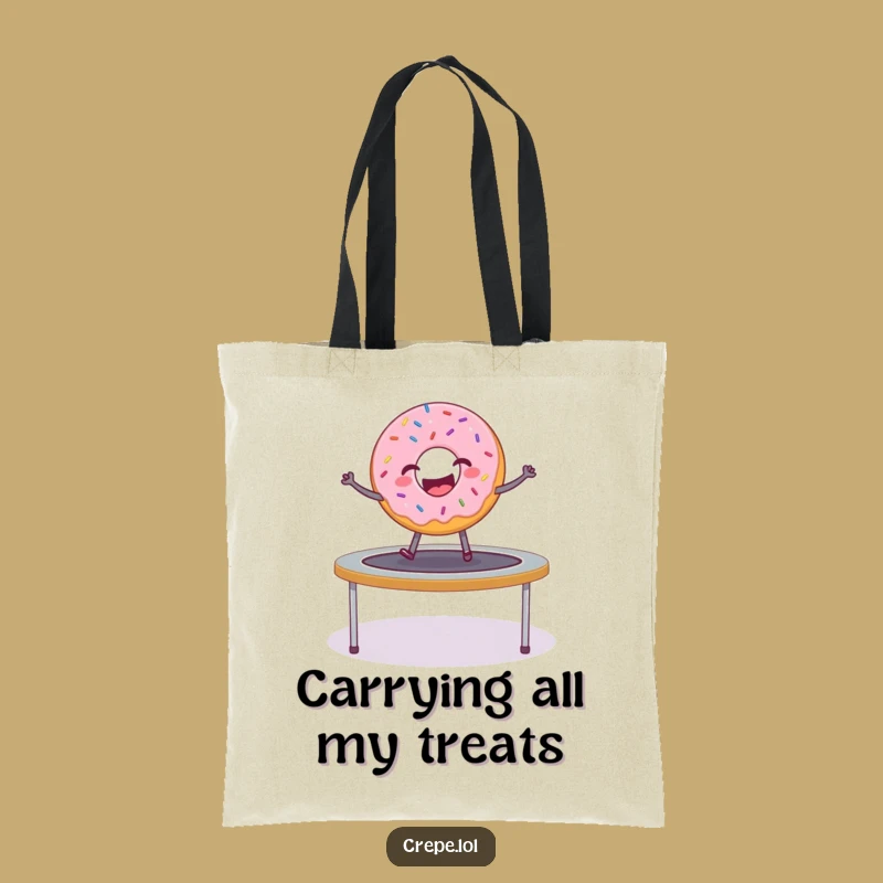 Funny Donut Trampoline Tote Bag: Hilarious Sprinkled Carry-all Gift