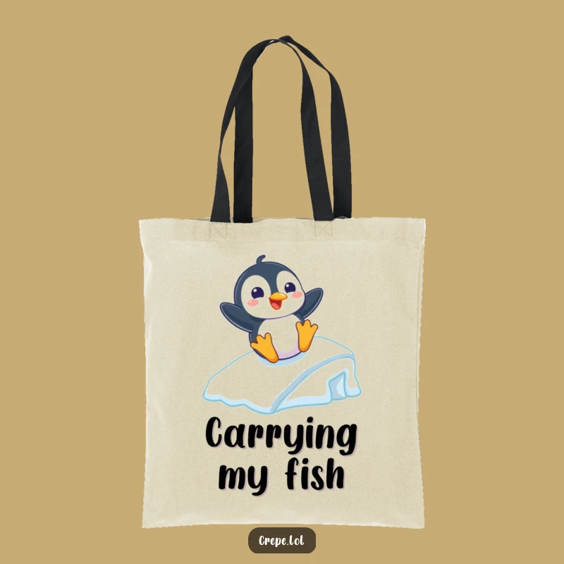Funny Penguin Sliding Ramp Tote Bag, Carry Winter Fun Wherever You Go