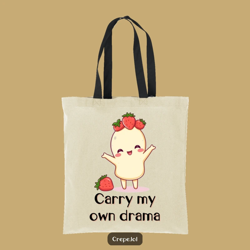 Funny Strawberry Crown Crepe Tote Bag - Adorable Playful Gift