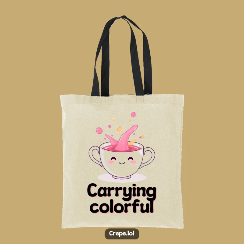 Funny Teacup Spill Tote Bag: Playful Hilarious Drink Carry-all Gift