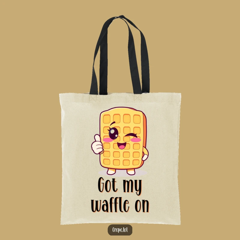 Funny Winking Waffle Tote Bag - Thumbs Up Breakfast Carryall