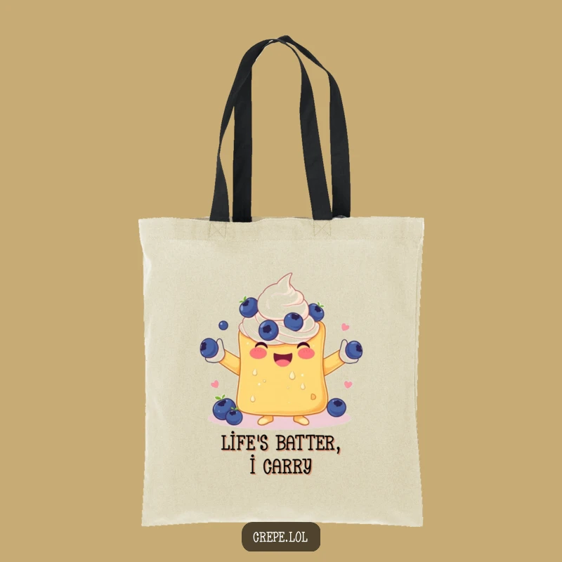 Funny Crepe Juggling Blueberries Tote Bag: Carry Your Essentials with a Smile