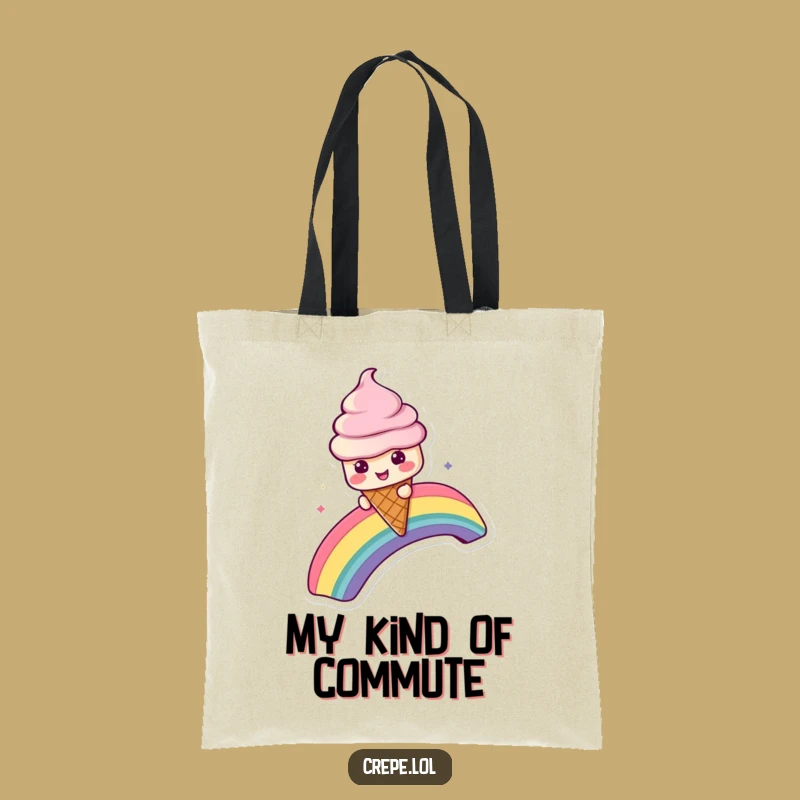 Funny Ice Cream Tote Bag: Rainbow Cone Canvas Bag, Perfect Funny Gift!